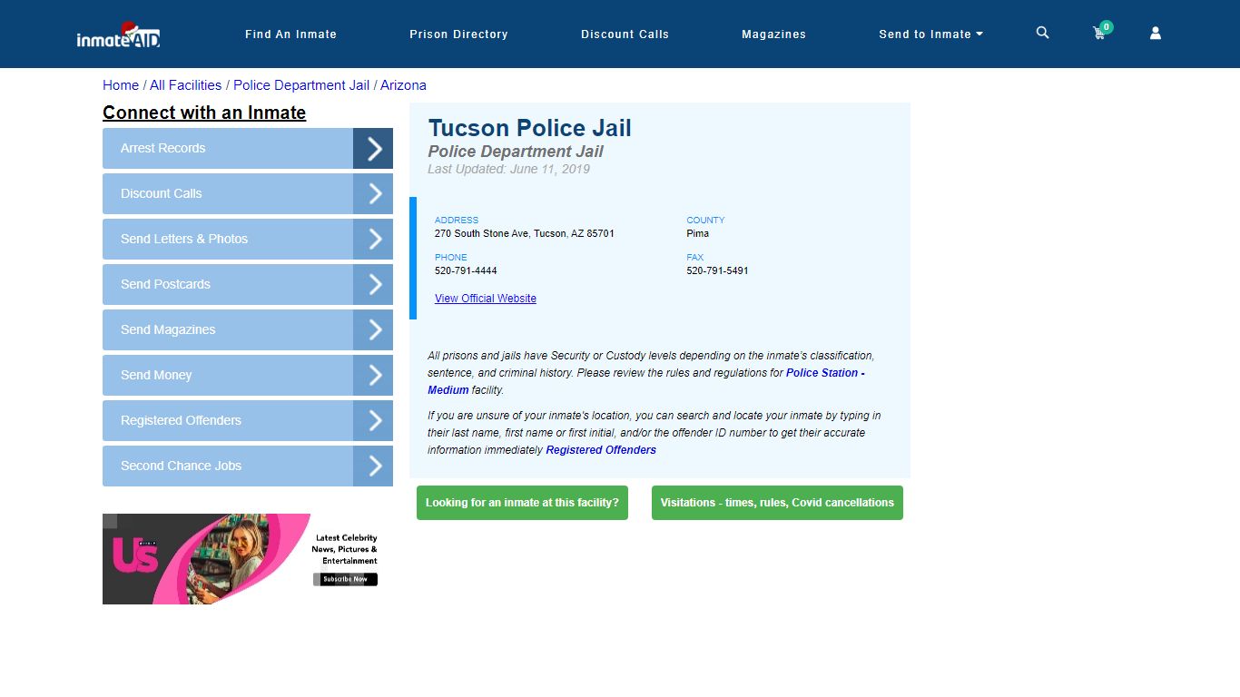 Tucson Police Jail & Inmate Search - Tucson, AZ